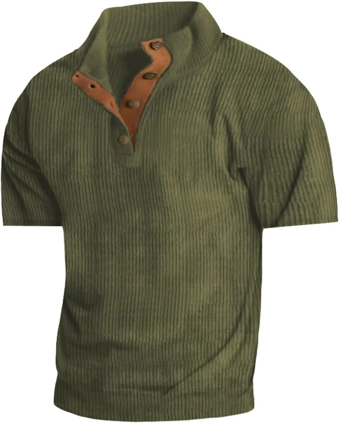 Mens 1/4 Button Sweater Short Sleeve Stand Collar Mens Sweatshirt Thermal Shirt Men's Sweatshirts No Hood, Mens Hoodie