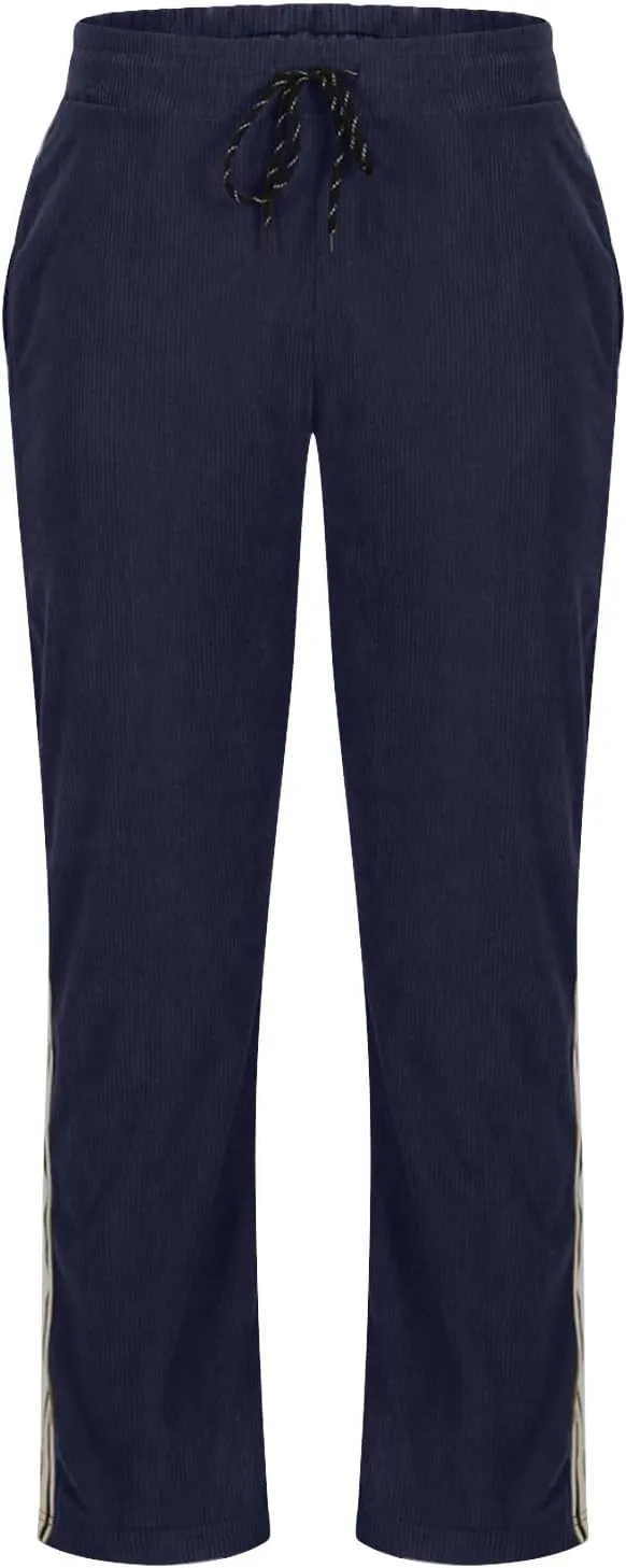 Mens Baggy Corduroy Pants Straight Leg Jogger Workout Casual Pants Loose Drawstring Elastic Waist Athletic Trousers