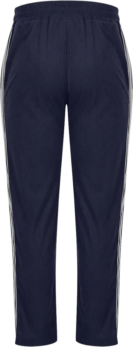 Mens Baggy Corduroy Pants Straight Leg Jogger Workout Casual Pants Loose Drawstring Elastic Waist Athletic Trousers