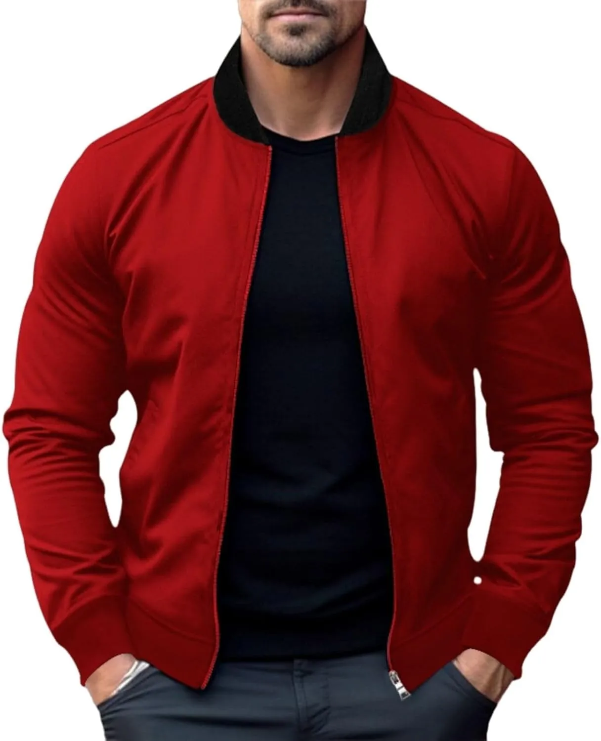 Mens Bomber Jacket Lightweight Windbreaker Flight Jacket Casual Full Zip Softshell Coat Classic Varisty Jacket