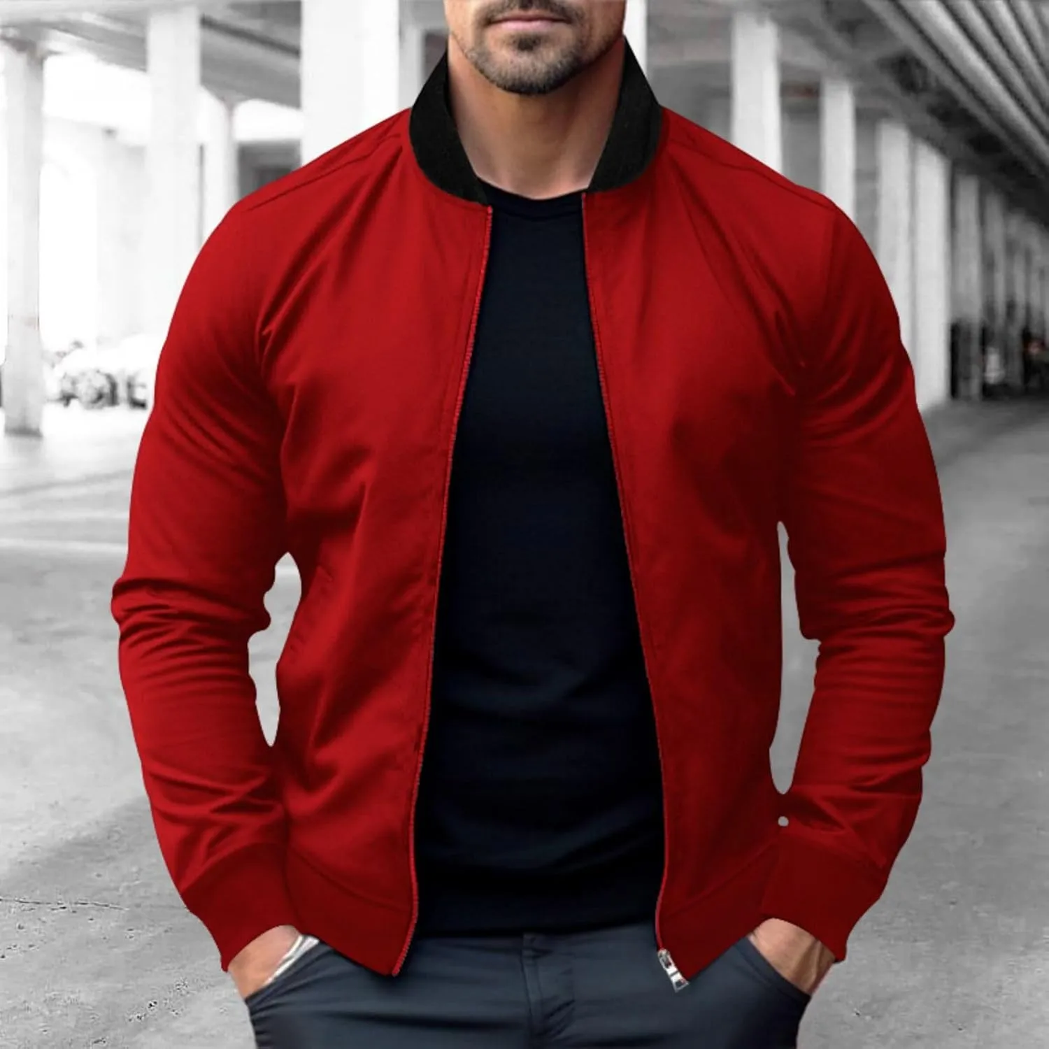 Mens Bomber Jacket Lightweight Windbreaker Flight Jacket Casual Full Zip Softshell Coat Classic Varisty Jacket
