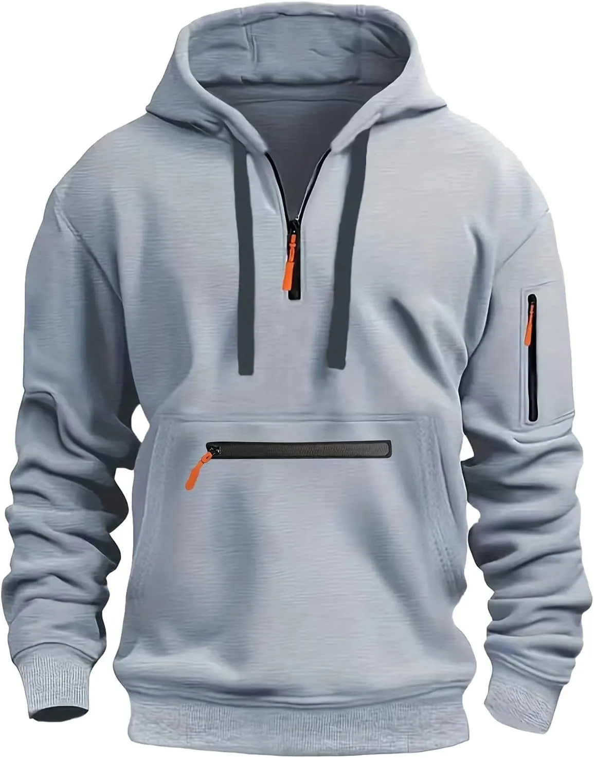 Mens Hooded Windbreaker Jacket Zip Up Warm Fall Winter Jackets Varsity Stretch Sport Outdoor Coats with Pockets