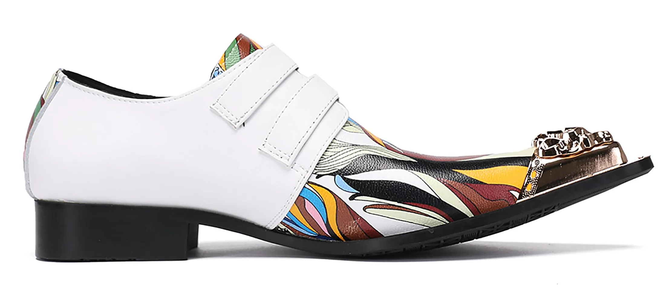 Mens Metal-Tip Toe Western Loafers Double Buckles Casual Shoes