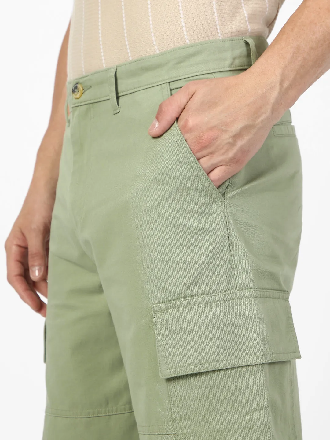 Men's Pista Loose Baggy Fit Solid Cargo Chino Pant with 6 Pockets Non-Stretchable