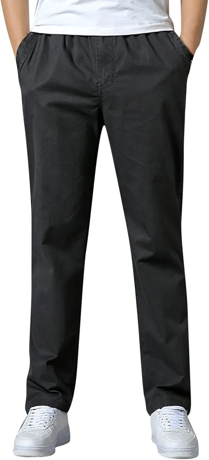 Mens Workout Cargo Sweatpants Zipper Pocket Trouser Fashion Mens Tapered Joggers Men's Flap Pocket Drawstring Elastic