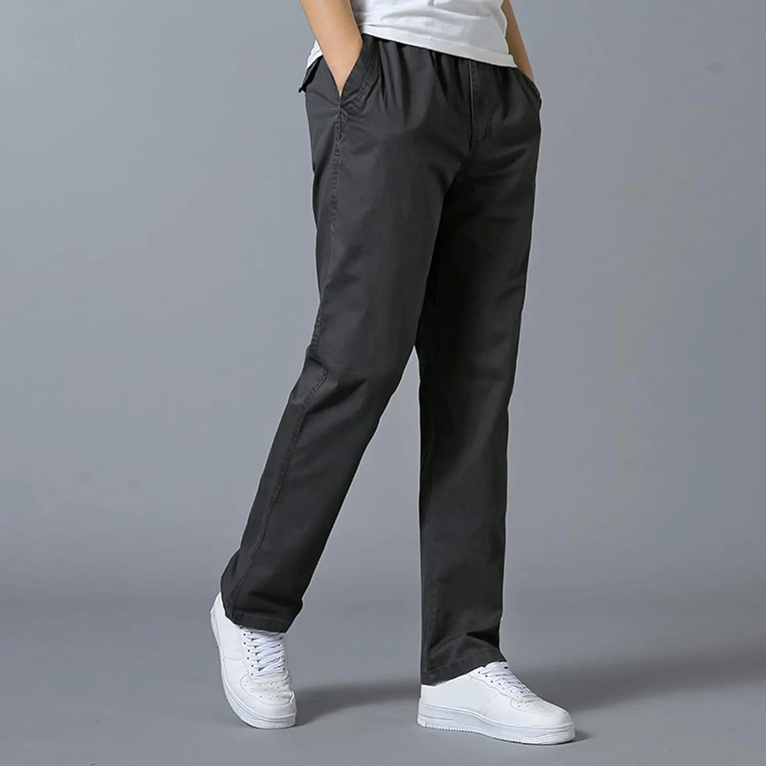 Mens Workout Cargo Sweatpants Zipper Pocket Trouser Fashion Mens Tapered Joggers Men's Flap Pocket Drawstring Elastic