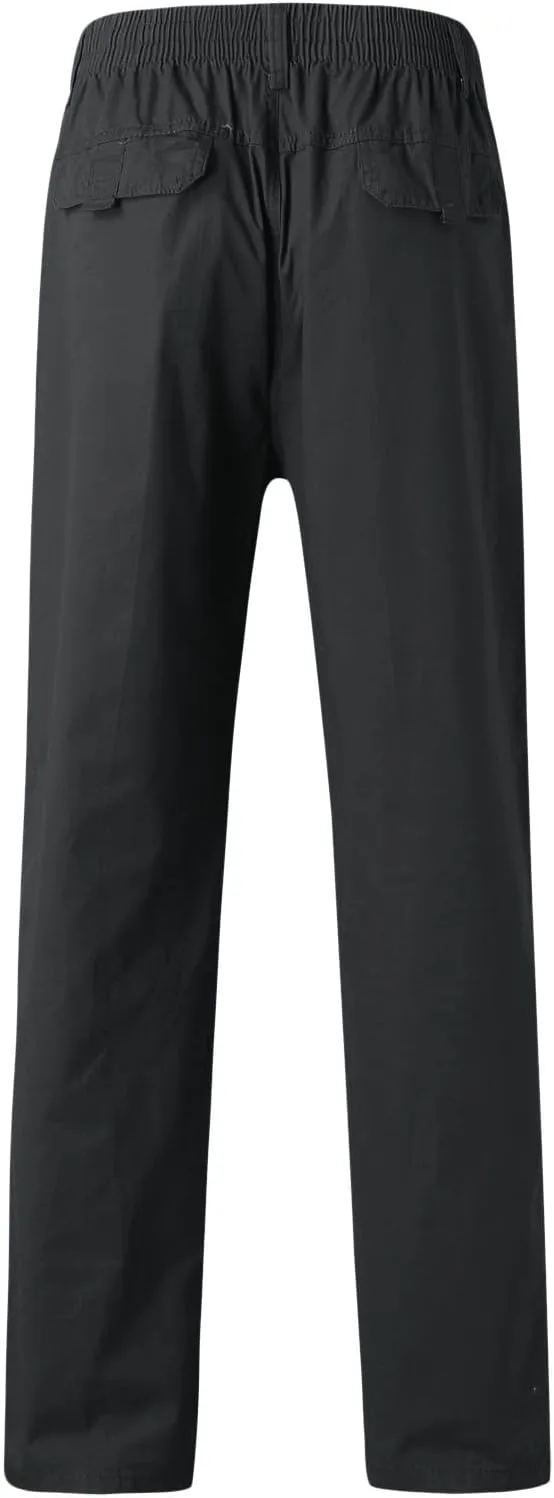 Mens Workout Cargo Sweatpants Zipper Pocket Trouser Fashion Mens Tapered Joggers Men's Flap Pocket Drawstring Elastic
