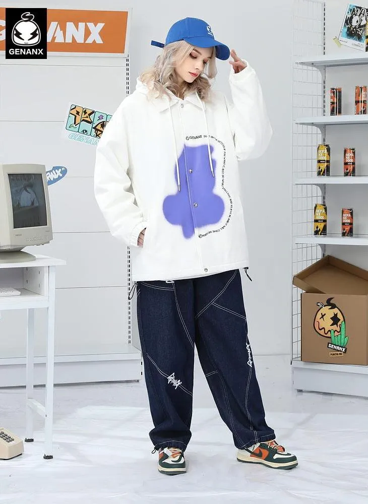 Minimalist Front Graffiti Padded Coat