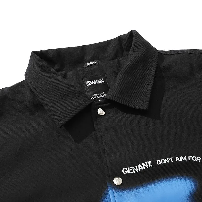 Minimalist Front Graffiti Padded Coat