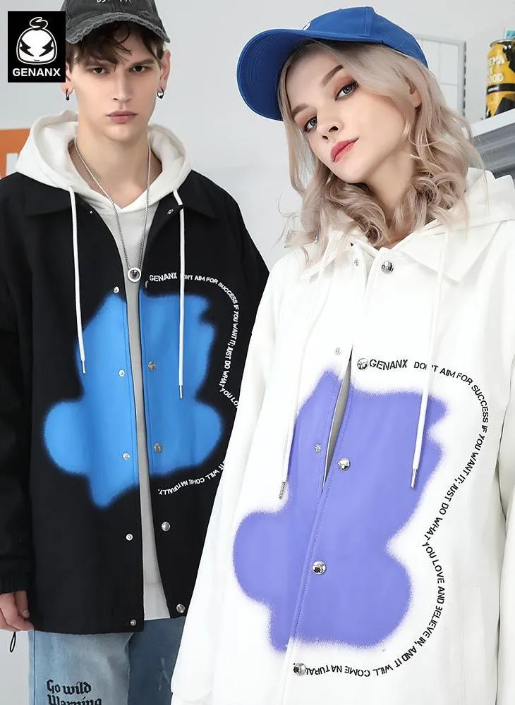 Minimalist Front Graffiti Padded Coat