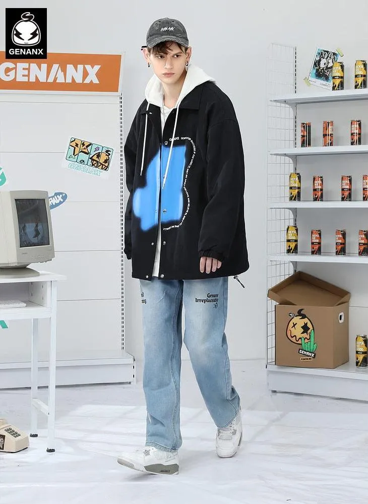 Minimalist Front Graffiti Padded Coat