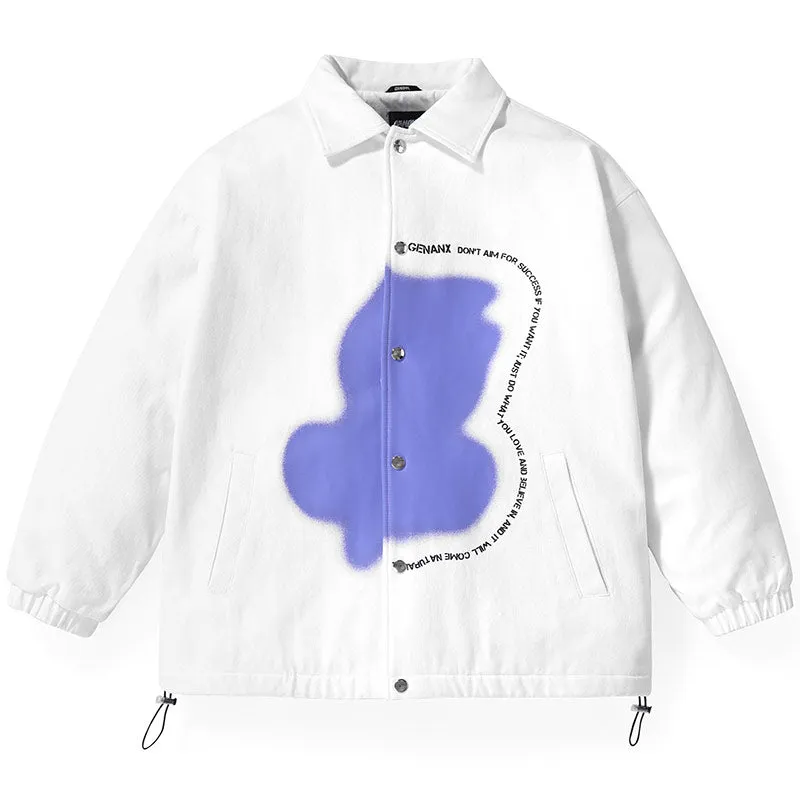 Minimalist Front Graffiti Padded Coat