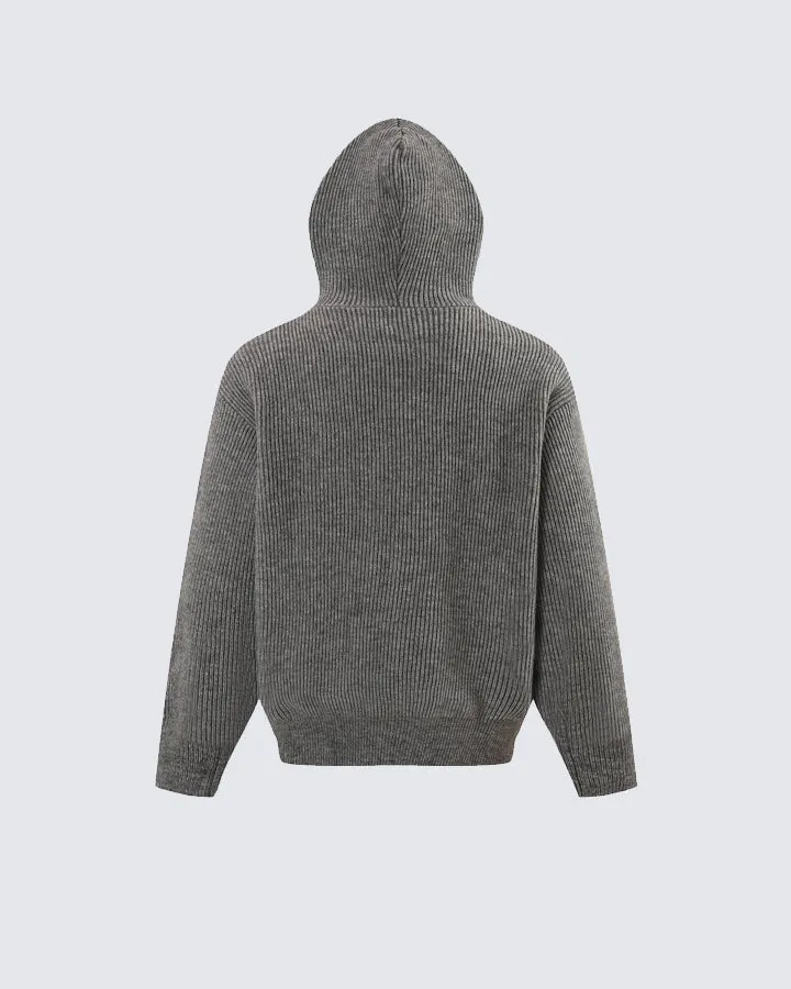 Minimalist Hooded Half-Zip Knit Sweater