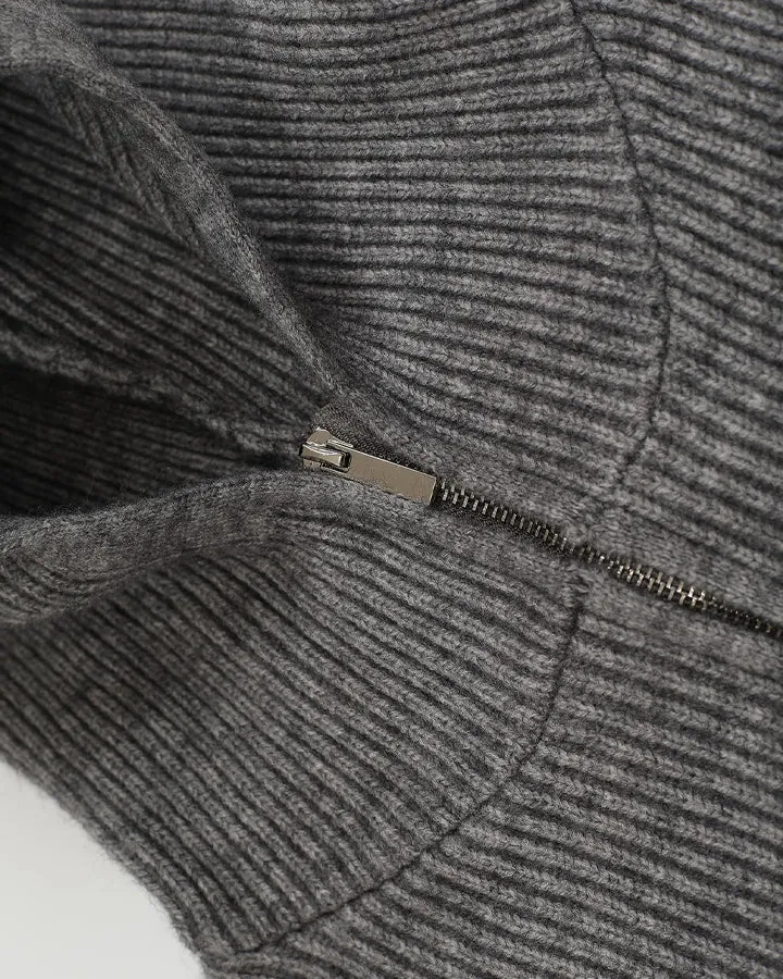Minimalist Hooded Half-Zip Knit Sweater