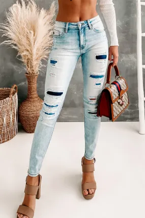 Nellie Kancan Patched Mid-Rise Skinny Jeans (Medium)
