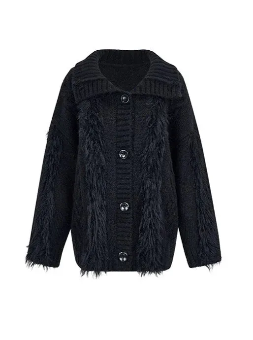 One-shoulder Knit Cable   Cable Cardigan