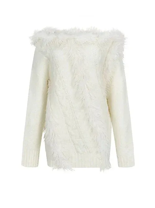 One-shoulder Knit Cable   Cable Cardigan