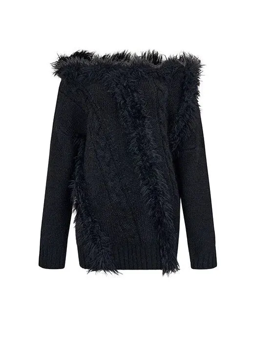One-shoulder Knit Cable   Cable Cardigan