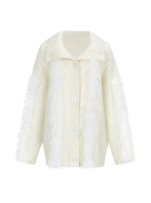 One-shoulder Knit Cable   Cable Cardigan