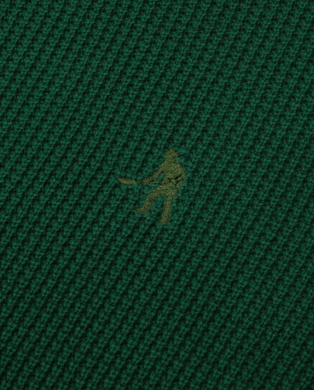 Passport - Organic Cotton Waffle Knit Sweater - Dark Green