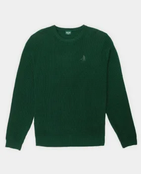 Passport - Organic Cotton Waffle Knit Sweater - Dark Green