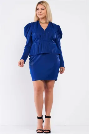 Plus Size Victorian Button Front Pleated Blazer Dress /1-1-1