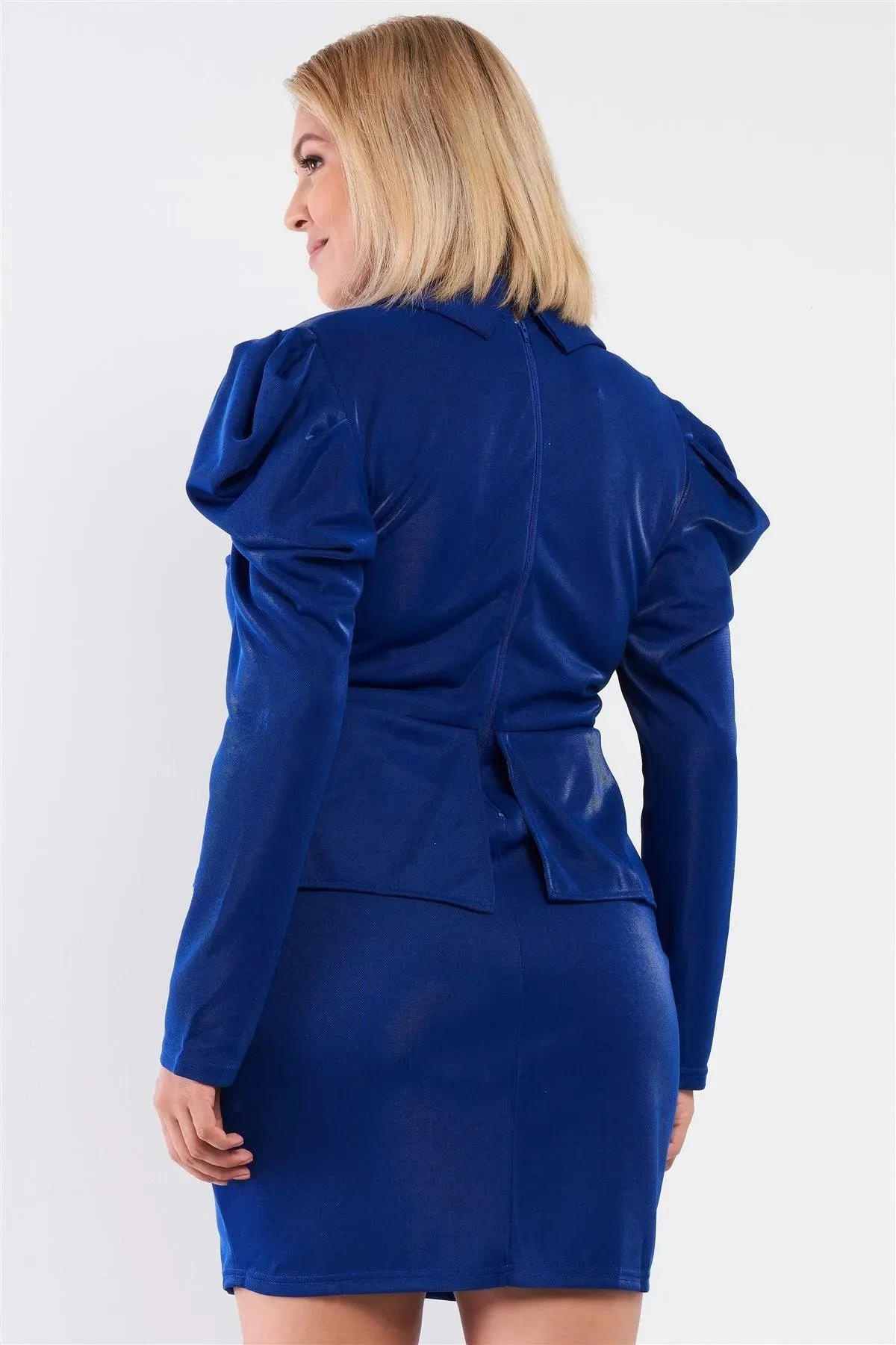 Plus Size Victorian Button Front Pleated Blazer Dress /1-1-1
