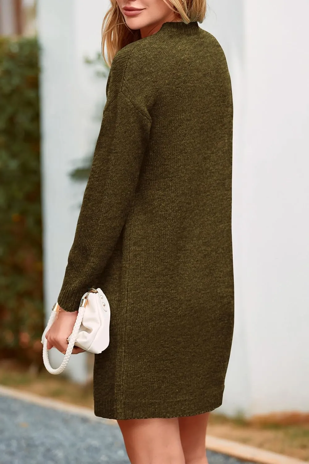 PRETTYGARDEN Women's 2025 Fall Knit Pullover Sweaters Long Sleeve Crewneck Oversized Loose Short Sweater Dress
