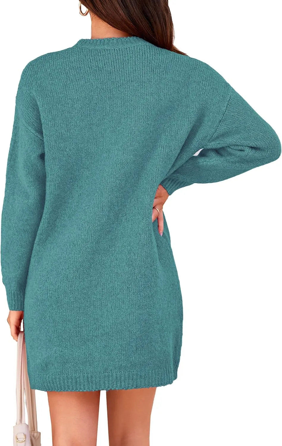 PRETTYGARDEN Women's 2025 Fall Knit Pullover Sweaters Long Sleeve Crewneck Oversized Loose Short Sweater Dress