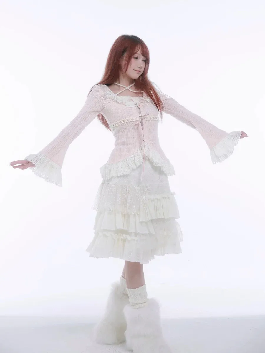 [Rose Island] Soft Cotton Dream - pink Knitting Cardigan
