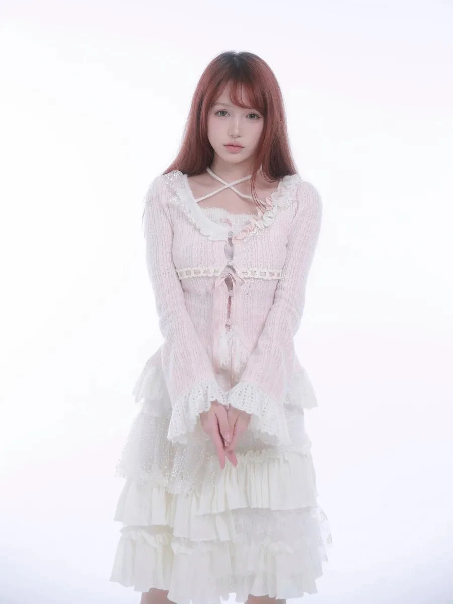 [Rose Island] Soft Cotton Dream - pink Knitting Cardigan