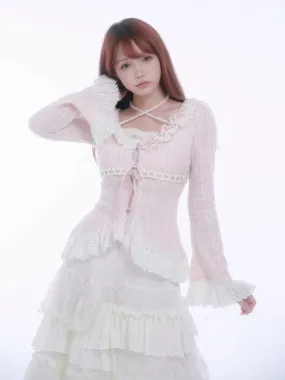 [Rose Island] Soft Cotton Dream - pink Knitting Cardigan