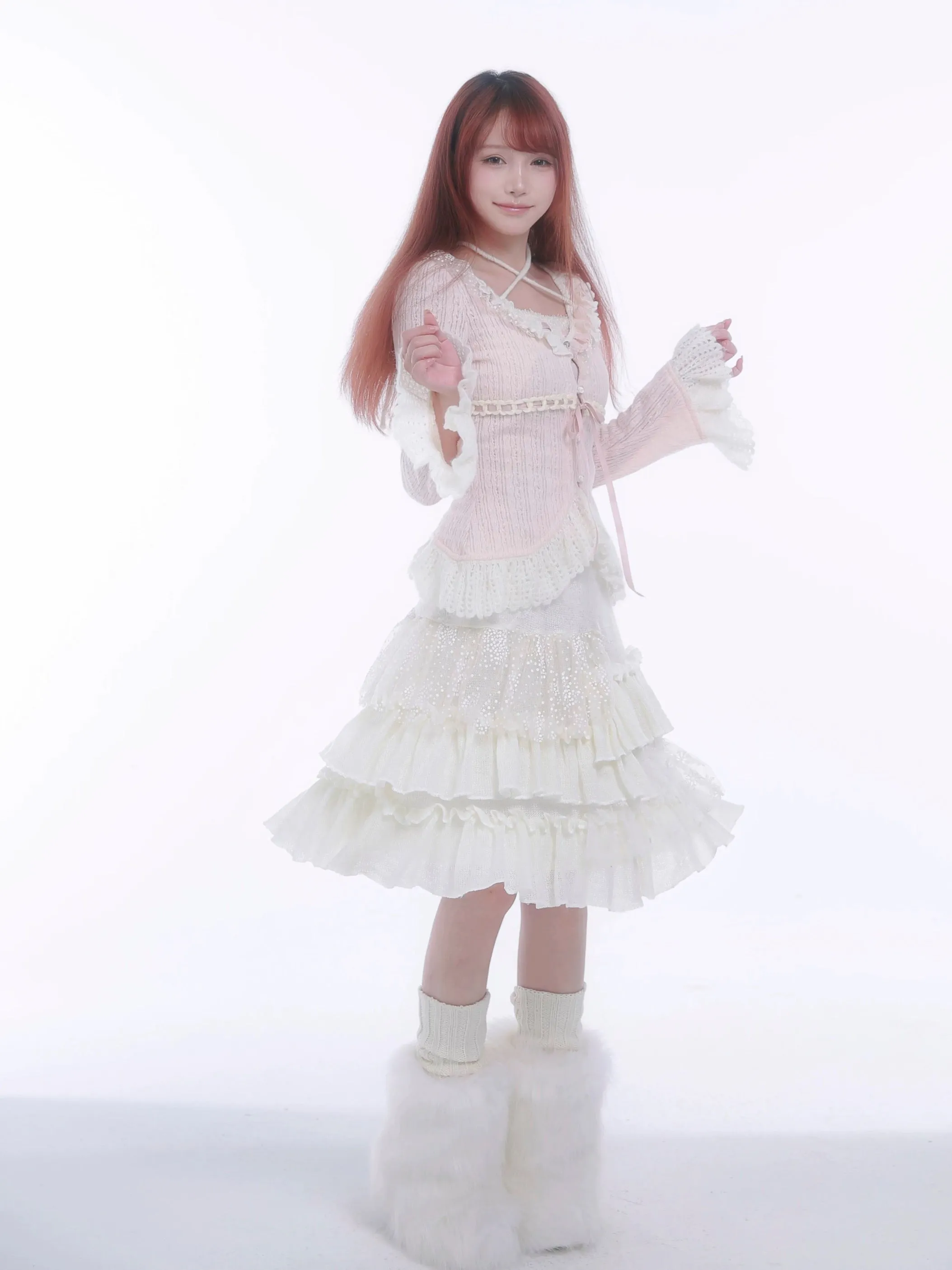 [Rose Island] Soft Cotton Dream - pink Knitting Cardigan