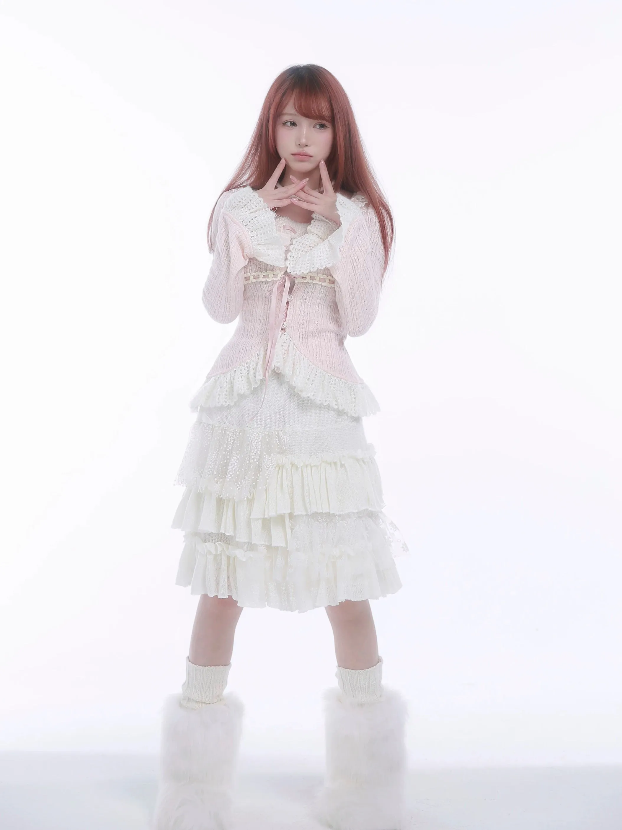 [Rose Island] Soft Cotton Dream - pink Knitting Cardigan