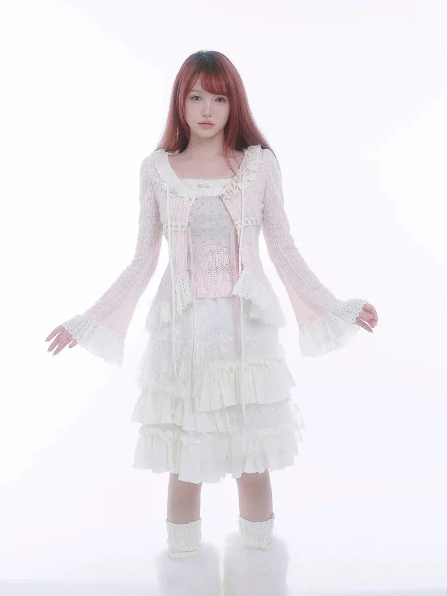 [Rose Island] Soft Cotton Dream - pink Knitting Cardigan