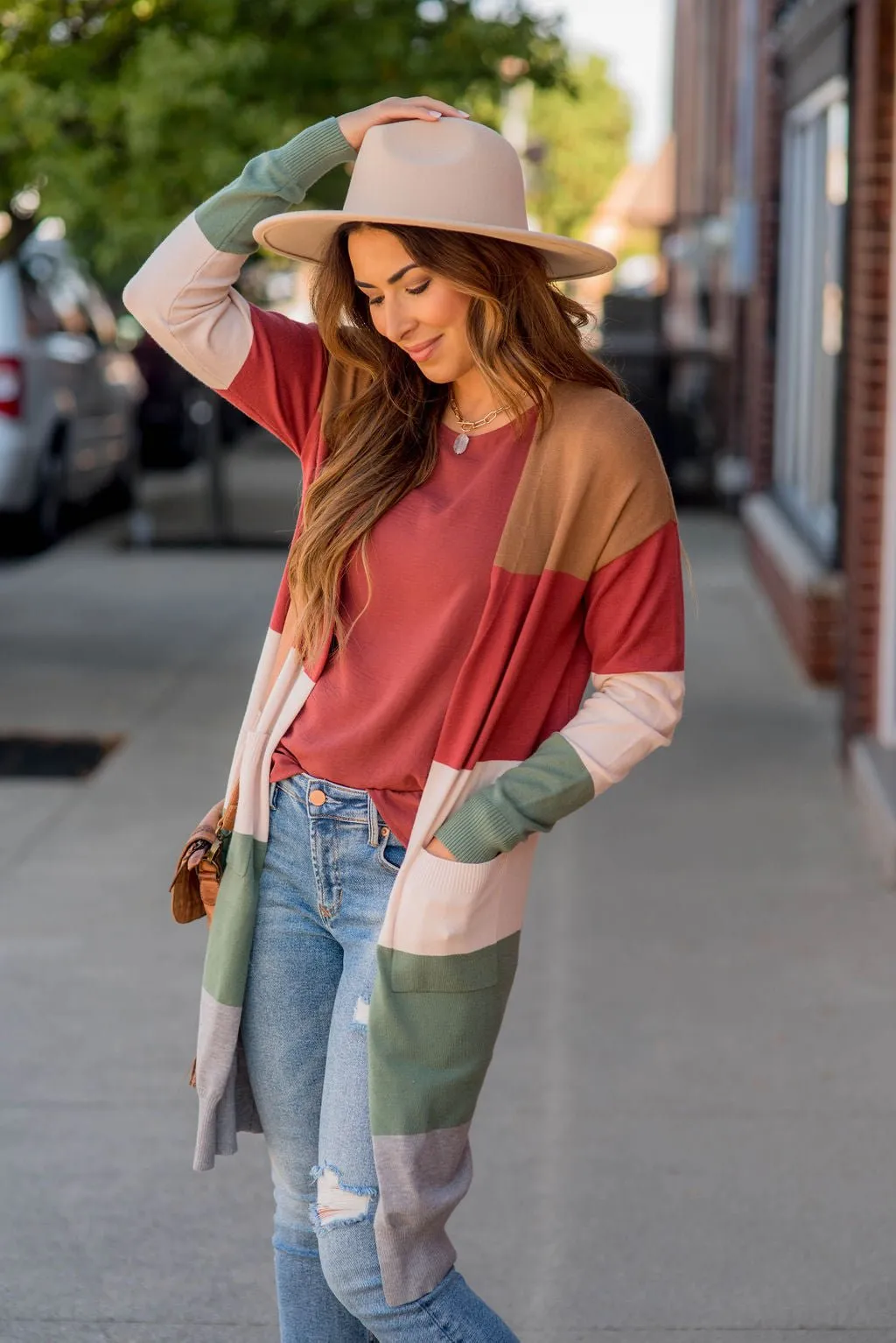 So Soft Color Blocked Tunic Cardigan
