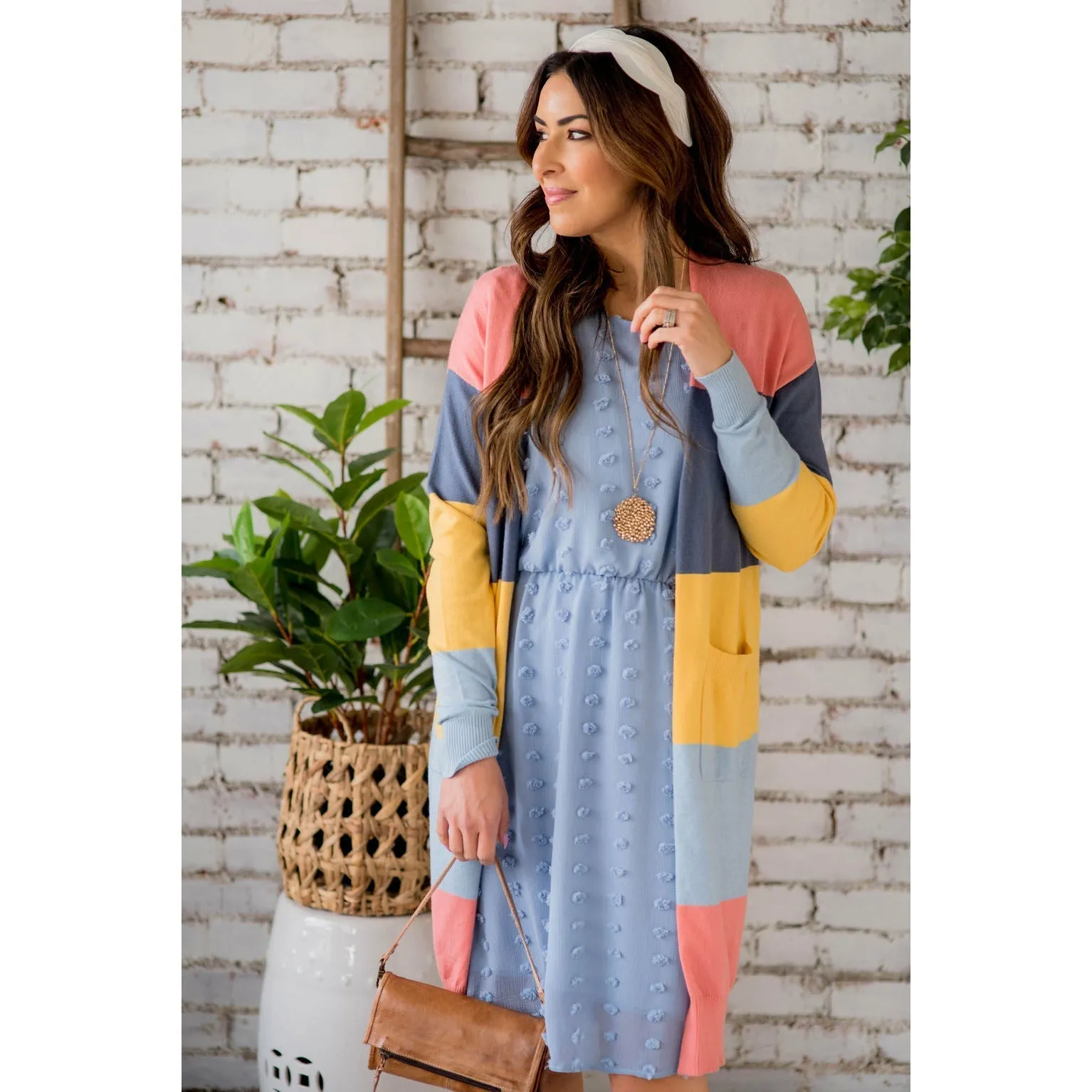 So Soft Color Blocked Tunic Cardigan