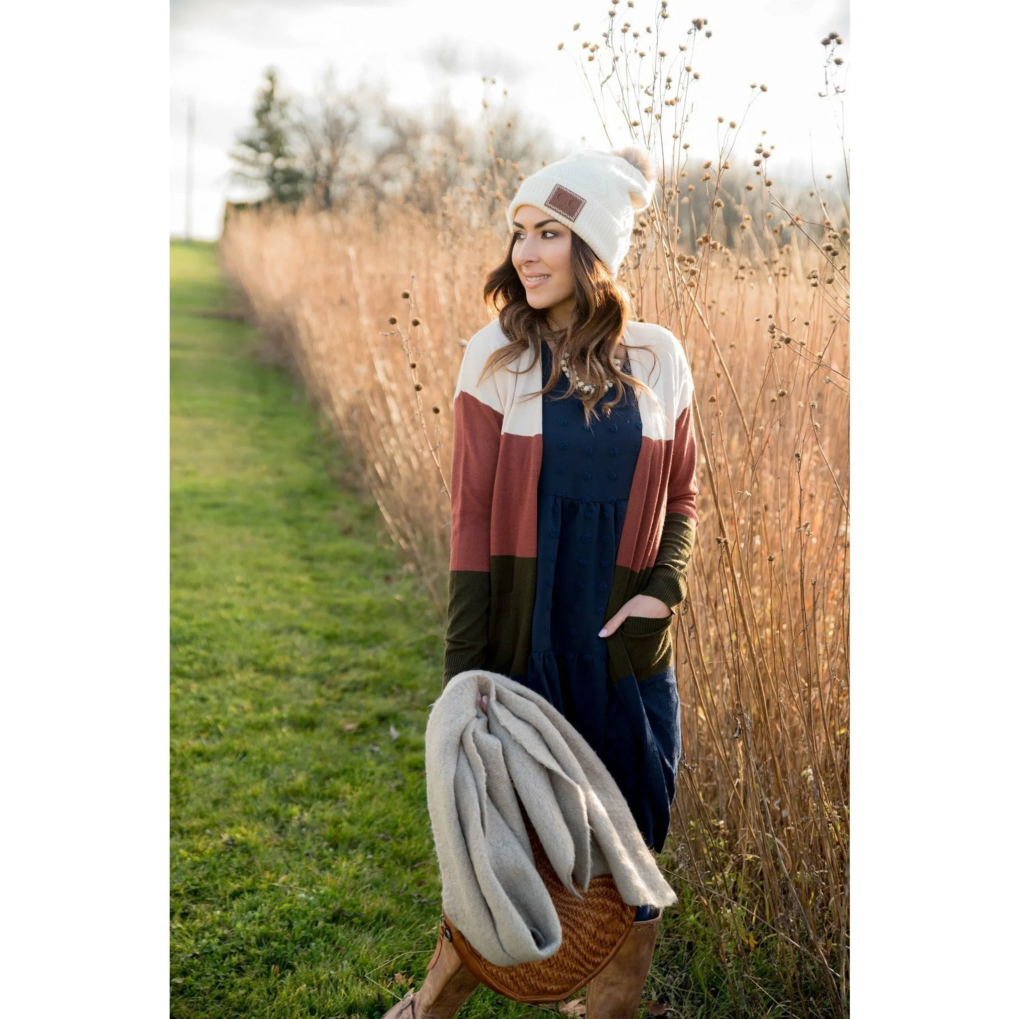 So Soft Color Blocked Tunic Cardigan