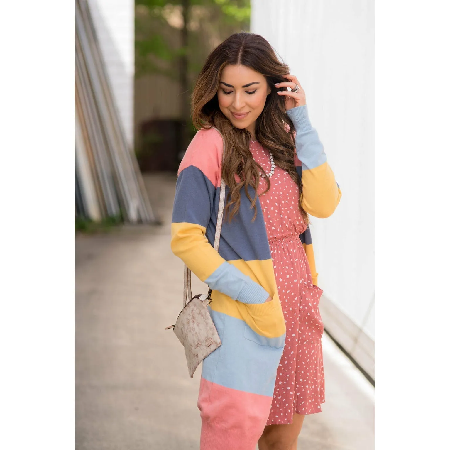 So Soft Color Blocked Tunic Cardigan