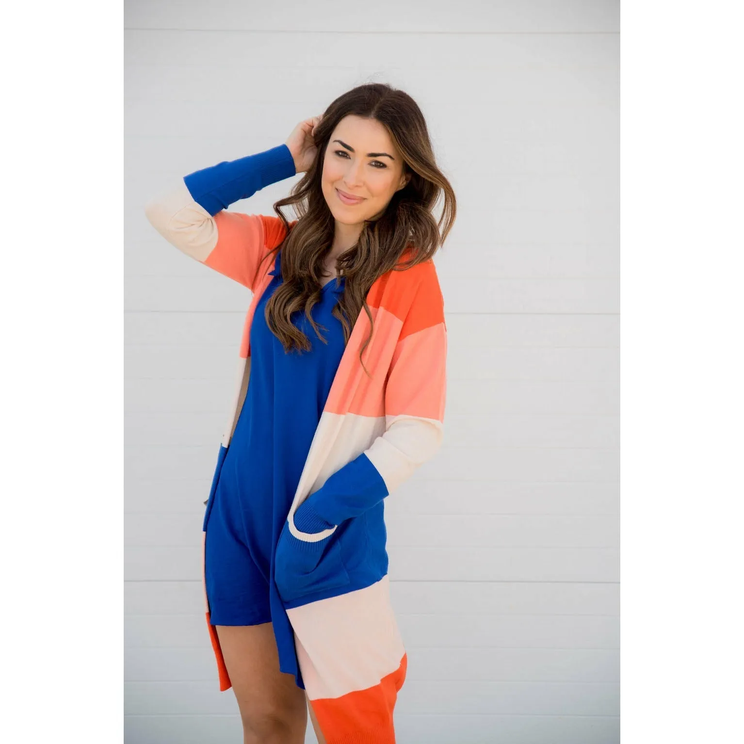 So Soft Color Blocked Tunic Cardigan
