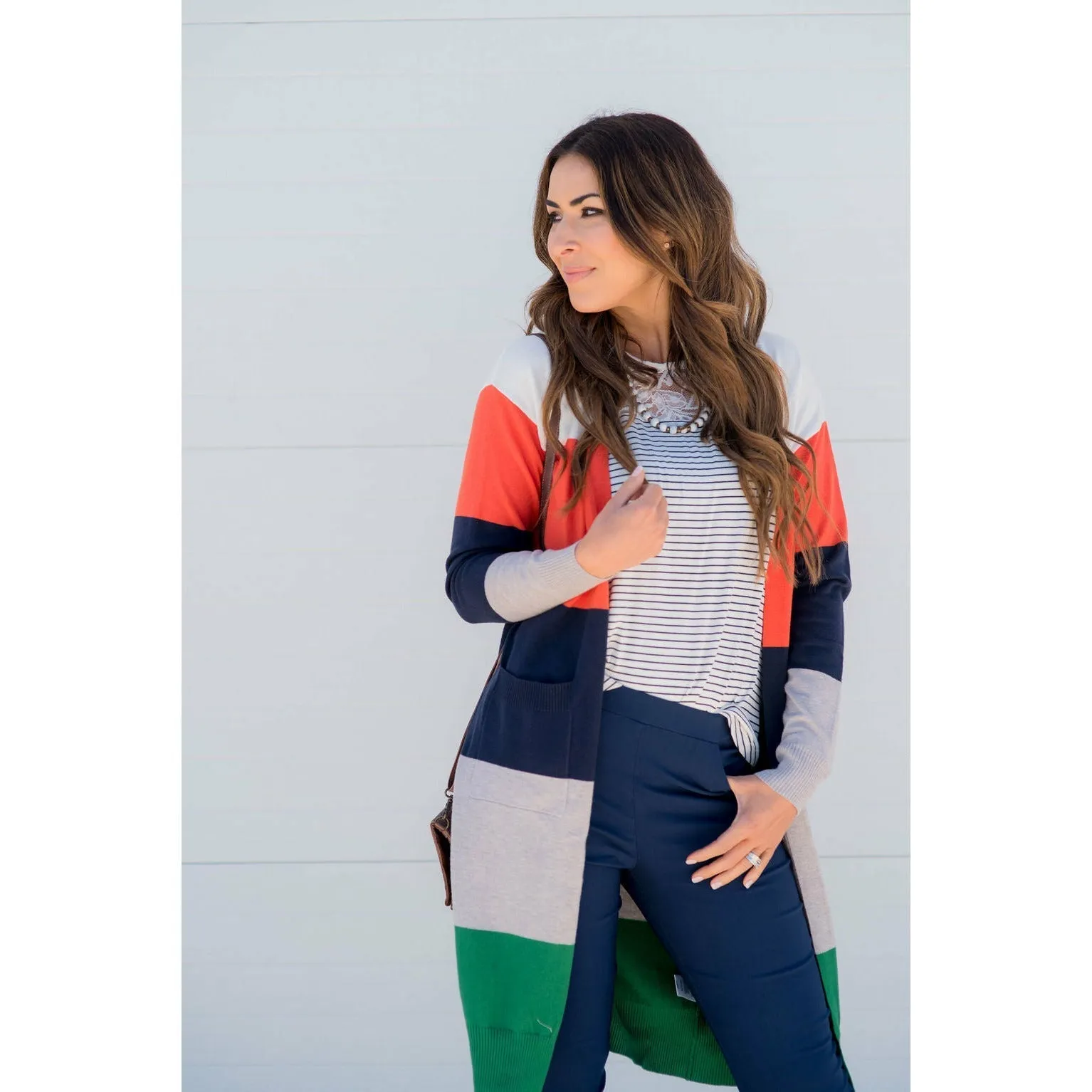 So Soft Color Blocked Tunic Cardigan