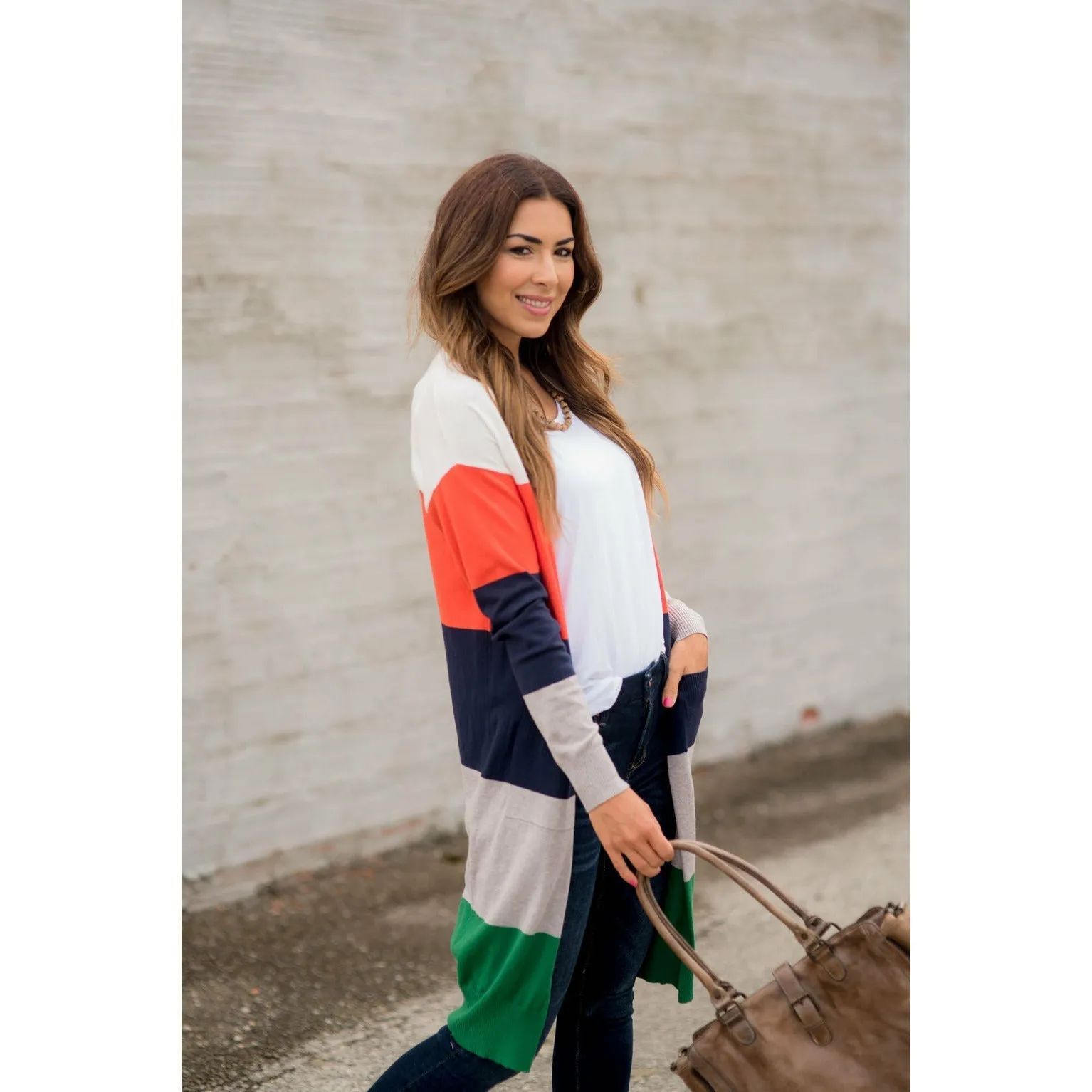 So Soft Color Blocked Tunic Cardigan