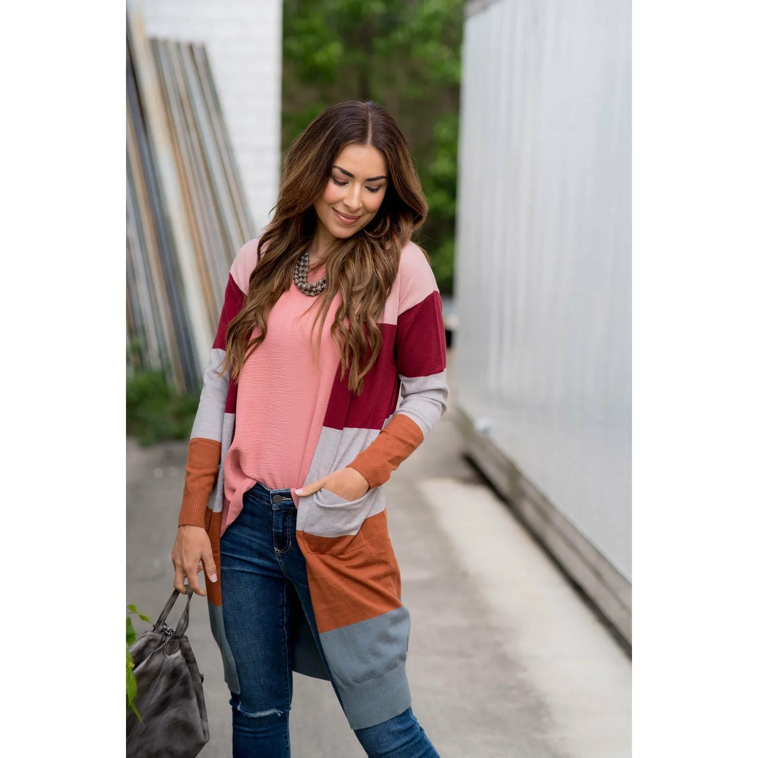 So Soft Color Blocked Tunic Cardigan