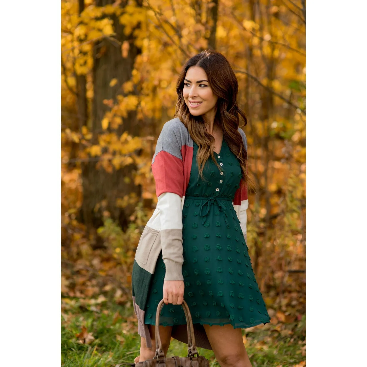 So Soft Color Blocked Tunic Cardigan