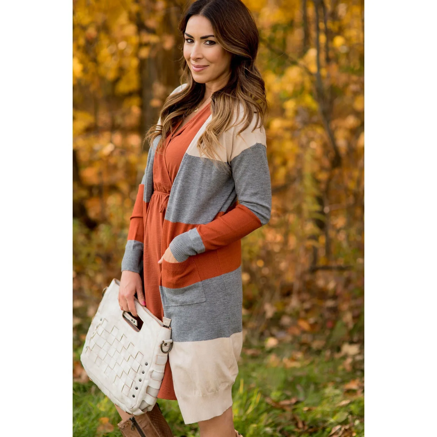So Soft Color Blocked Tunic Cardigan