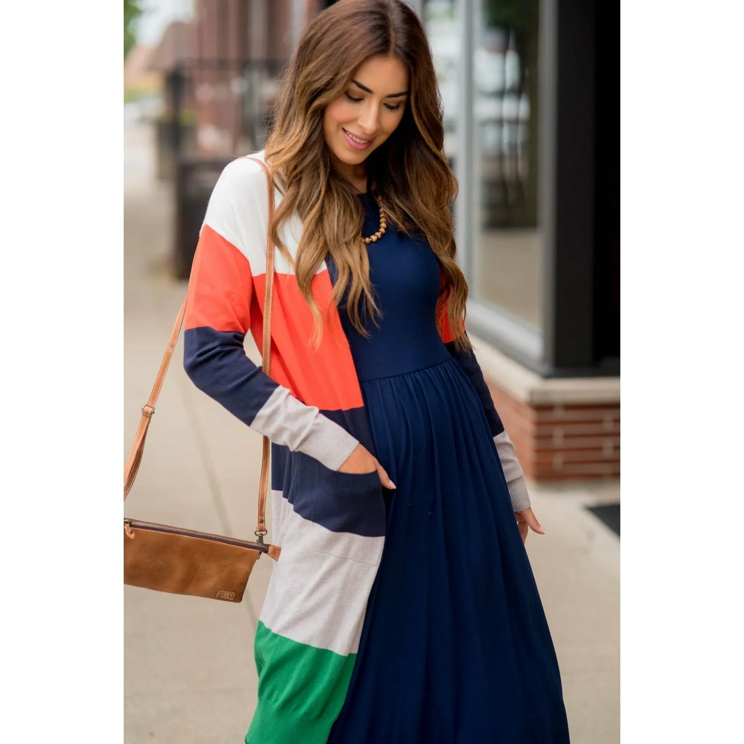 So Soft Color Blocked Tunic Cardigan