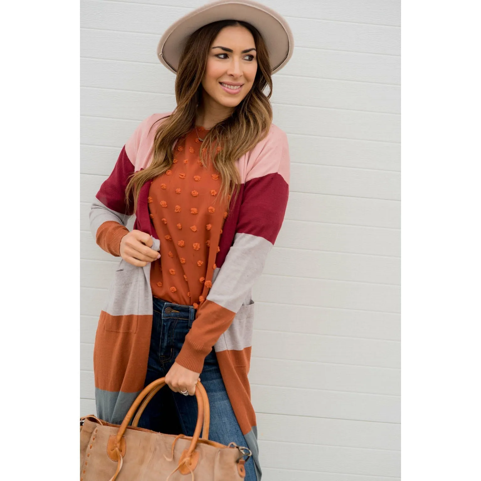 So Soft Color Blocked Tunic Cardigan