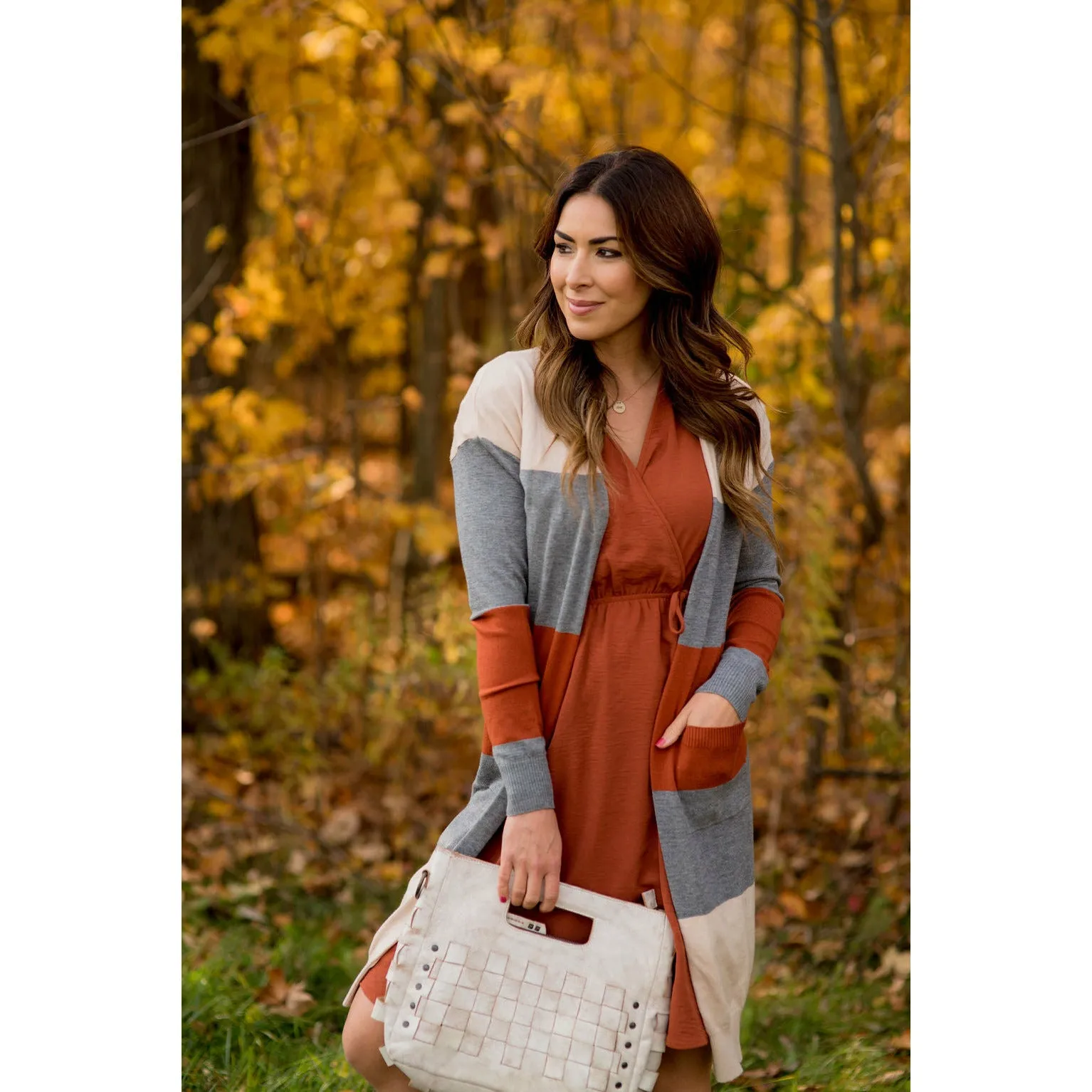 So Soft Color Blocked Tunic Cardigan