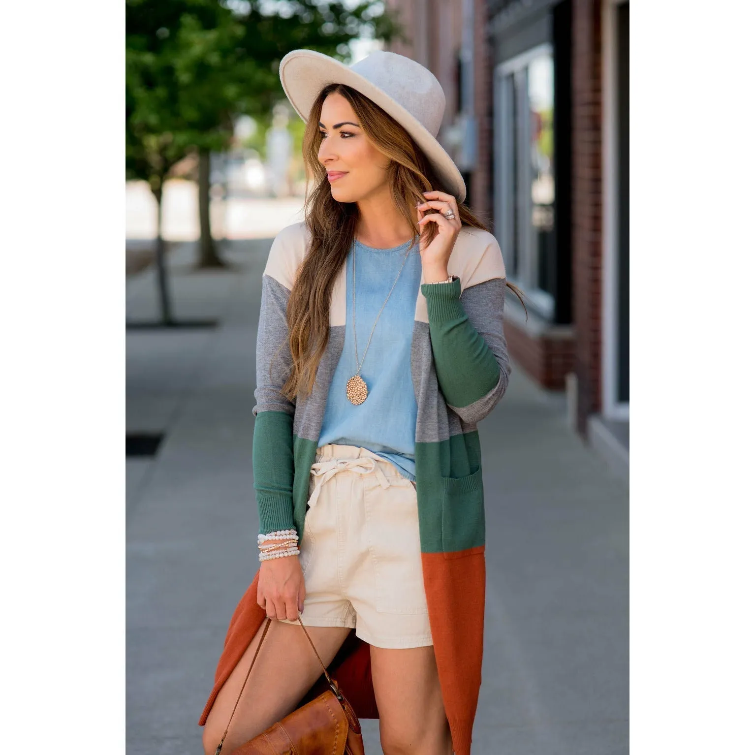 So Soft Color Blocked Tunic Cardigan