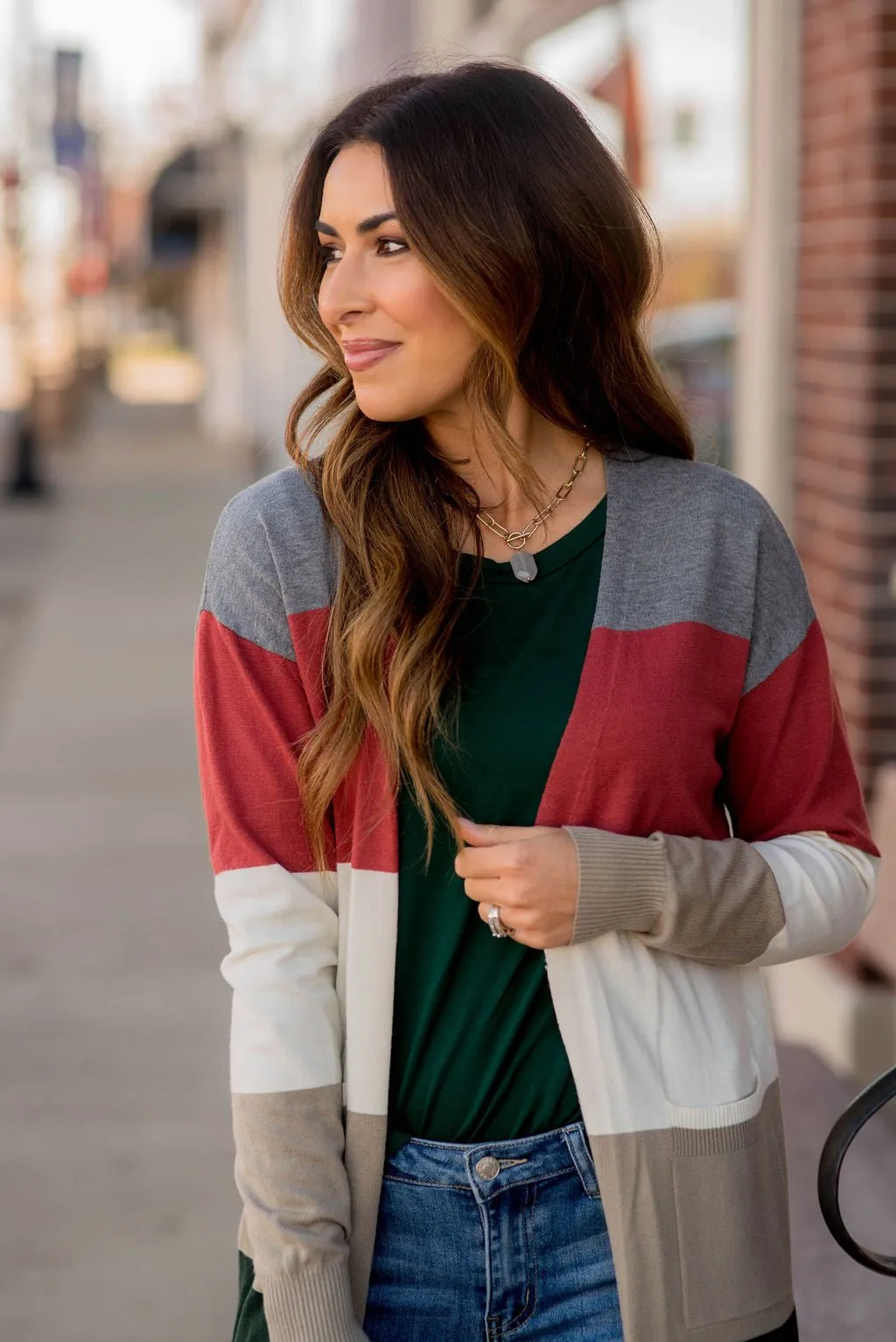 So Soft Color Blocked Tunic Cardigan